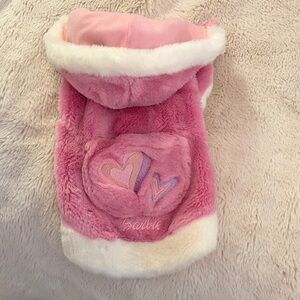 Barbie Pink and White Plush Dog Hoodie
